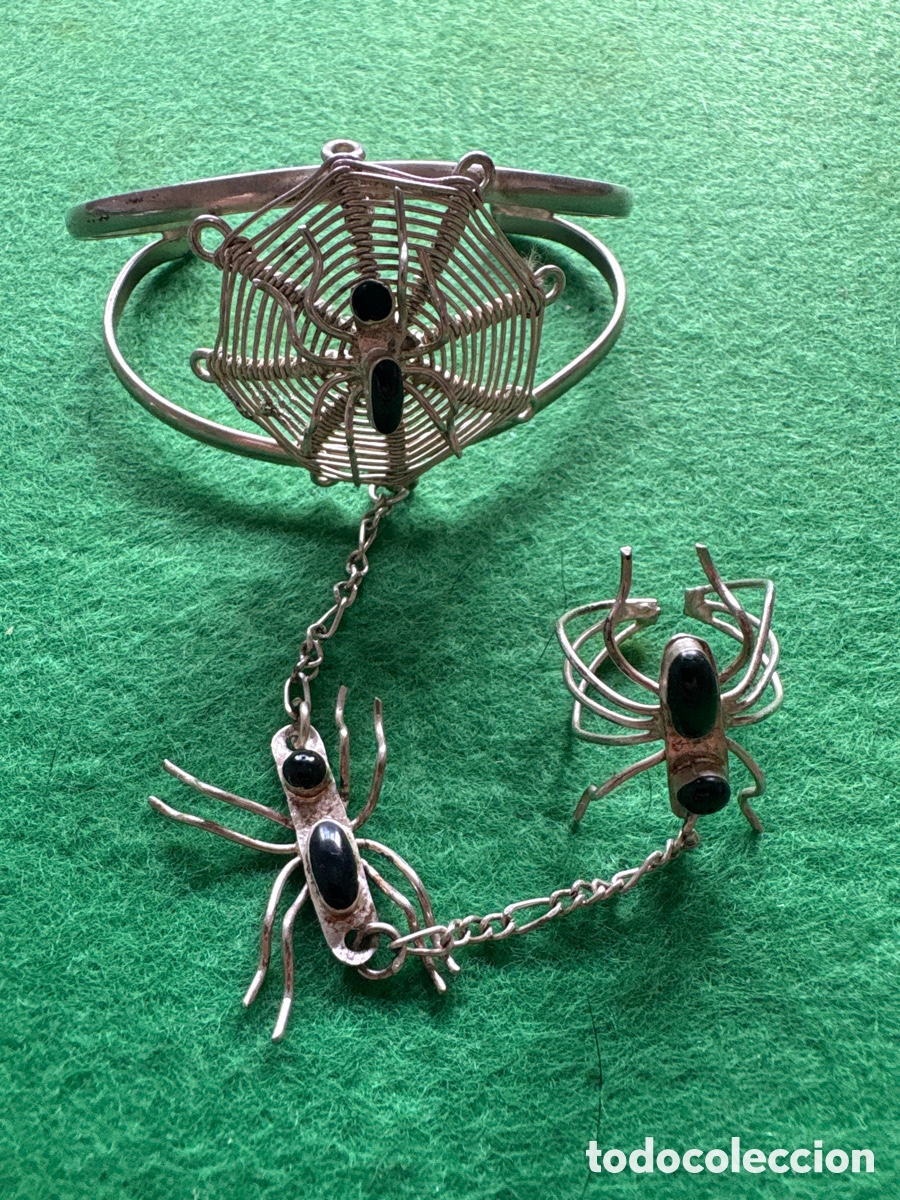 Joaillerie: Conjunto pulsera, colgante y anillo alpaca M&eacute;xico (A5)