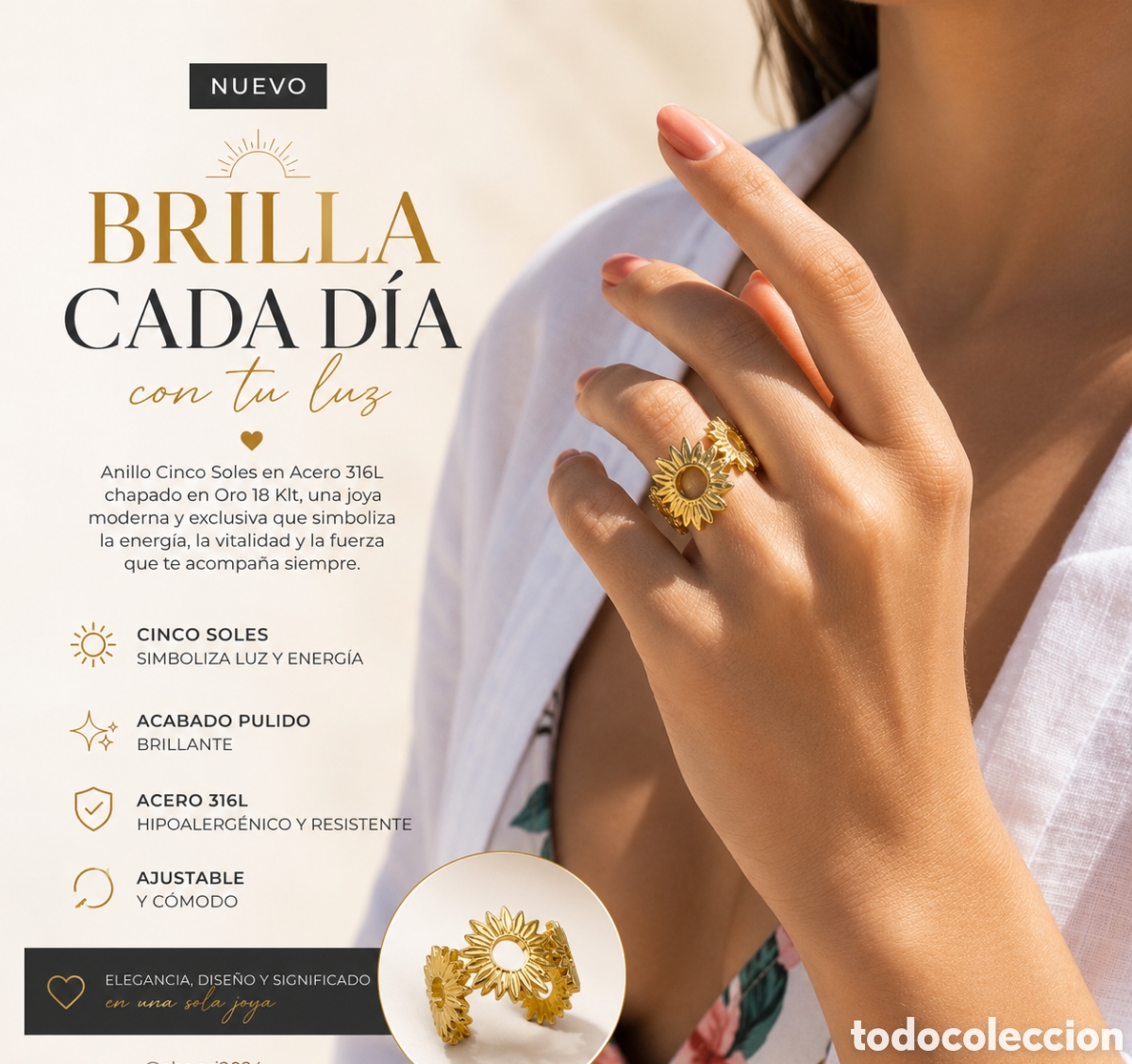 Joyeria: Anillo Sol M&aacute;gico acero - Foto 2