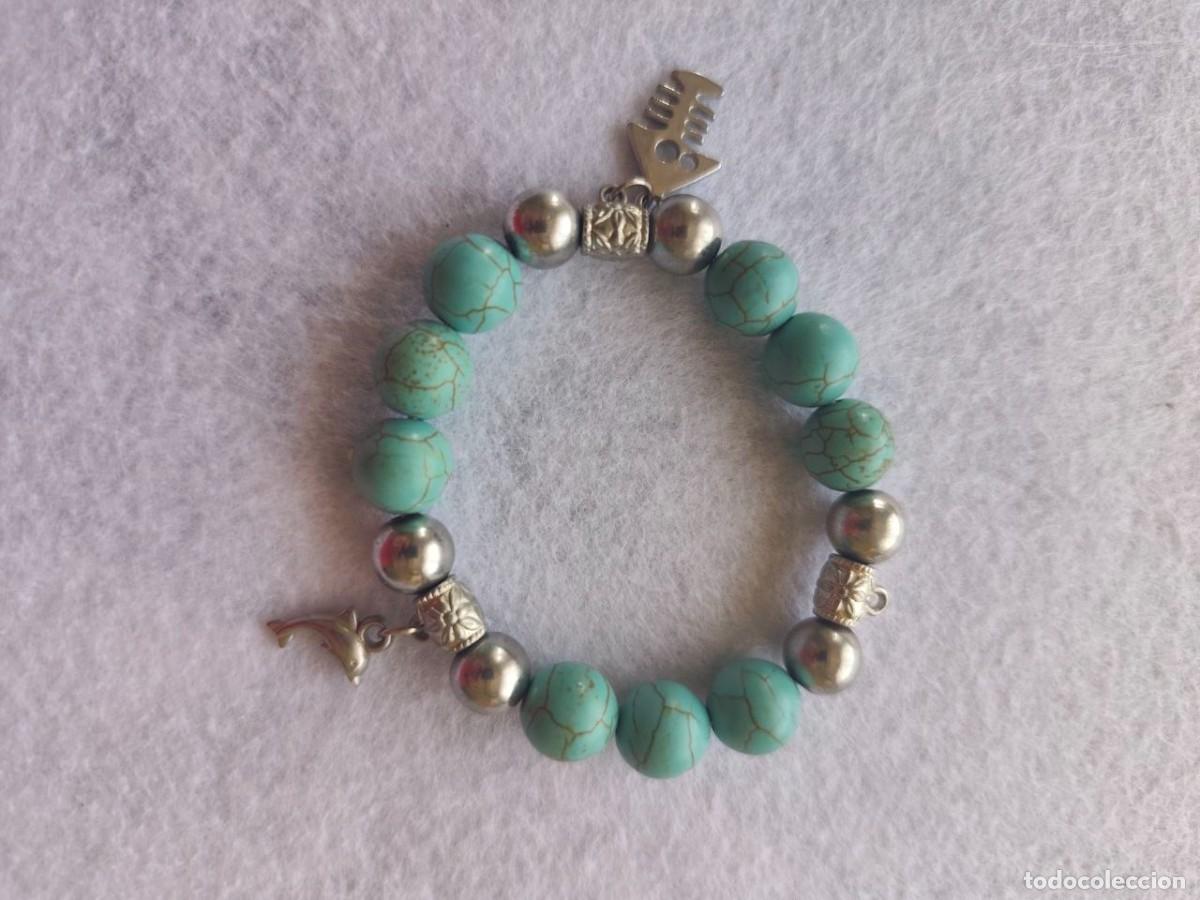 Joyeria: pulsera de perlas celestes