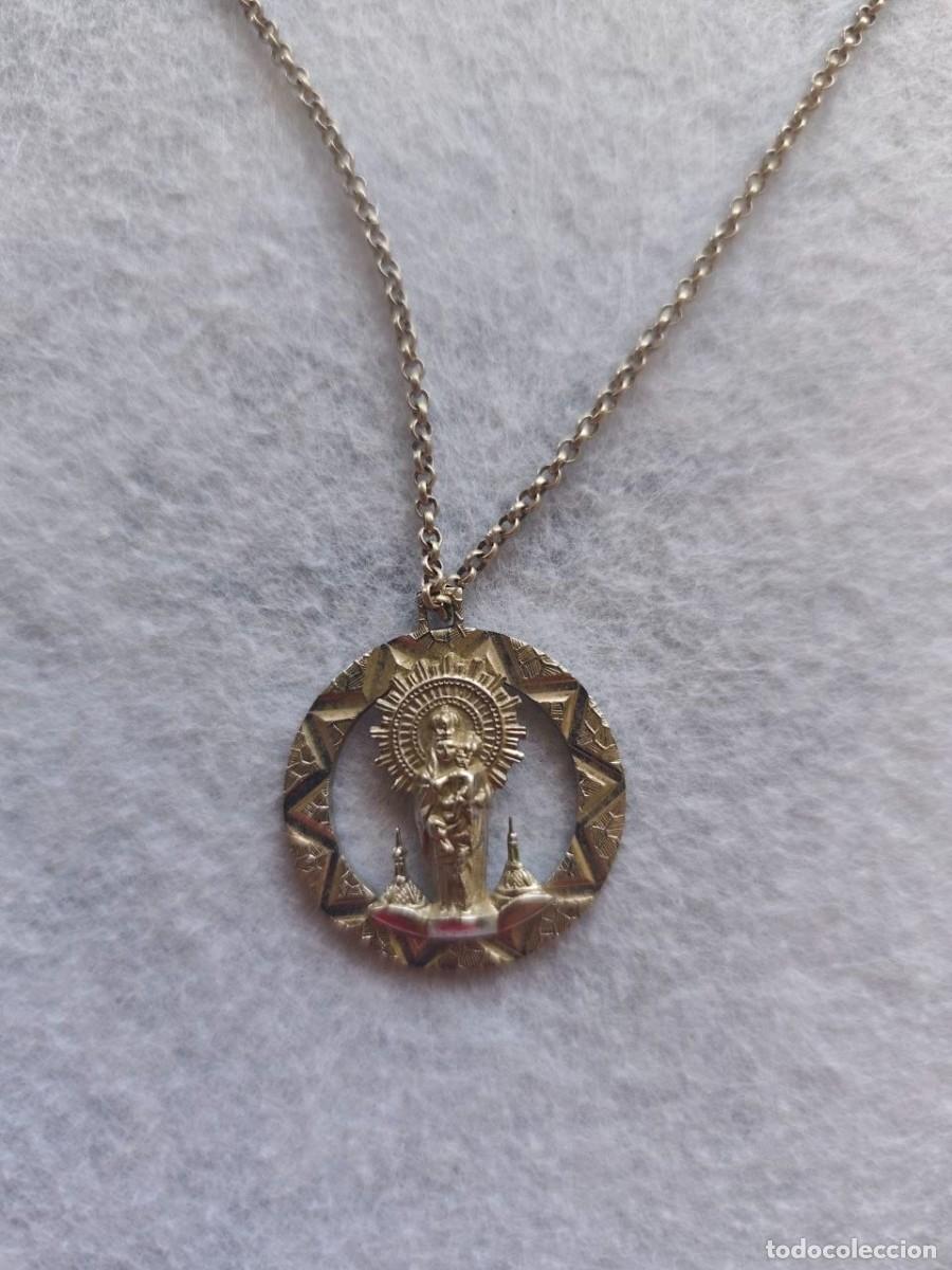 Joyeria: Collar de Plata de Ley 925 con Medalla de la Virgen del Pilar &ndash; Vintage