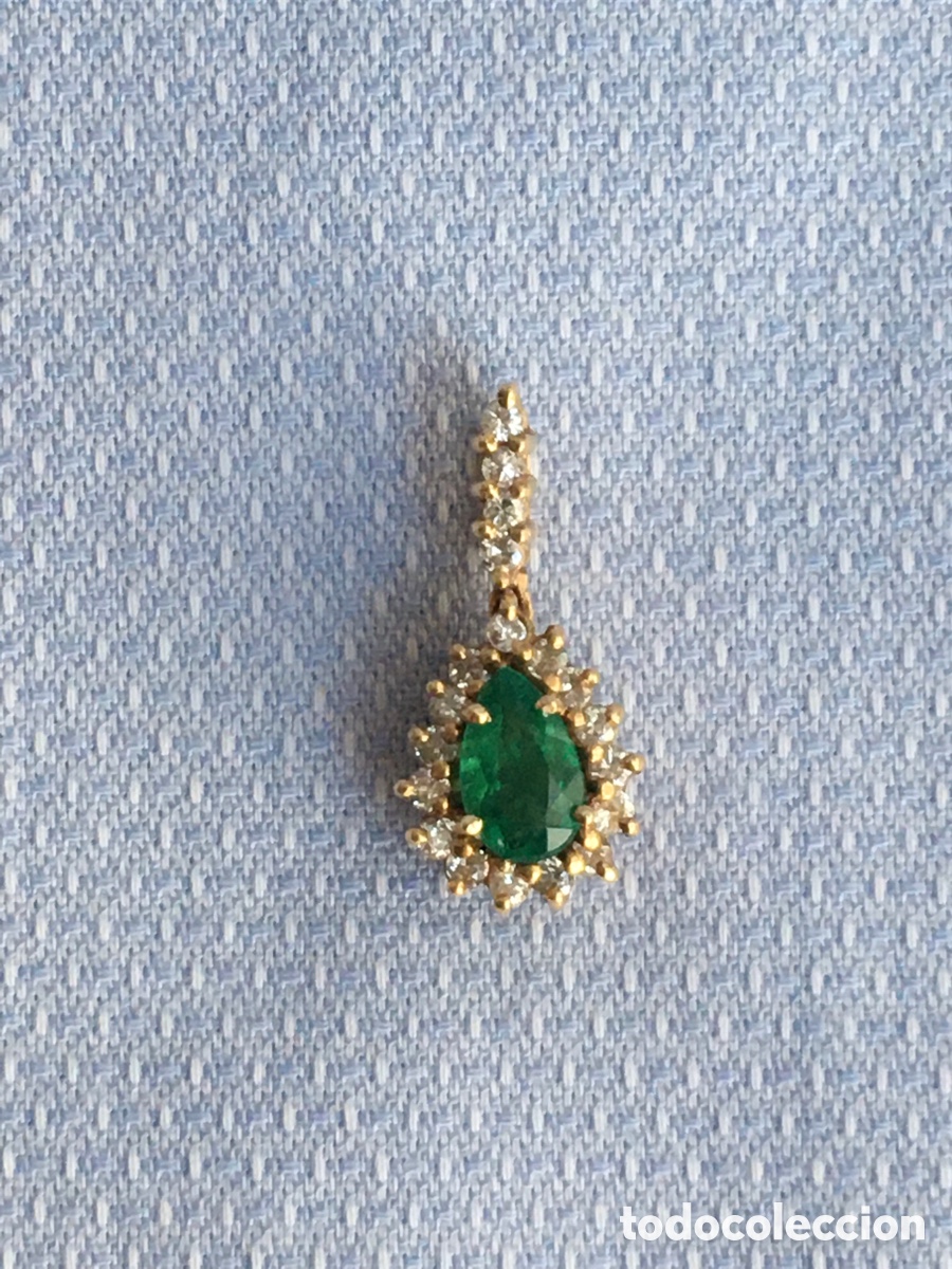 Joyeria: Colgante de oro 18k con diamantes naturales y esmeralda natural