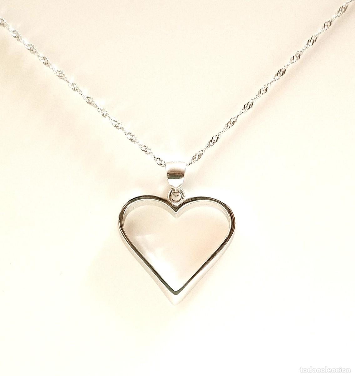 Gioielleria: Colgante silueta coraz&oacute;n con cadena de 40cm, Plata Ley