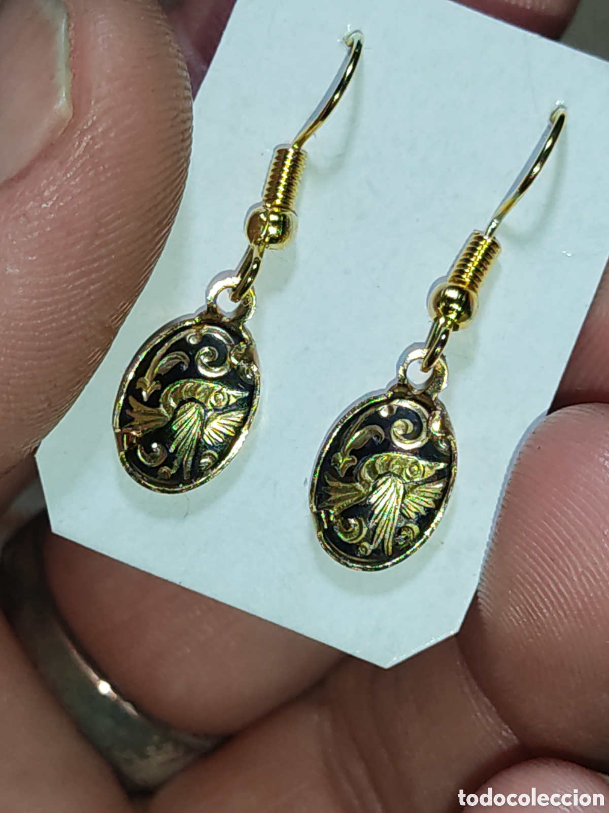 Joyeria: Pendientes damasquinados & Toledo.A&ntilde;os 60.Nuevos