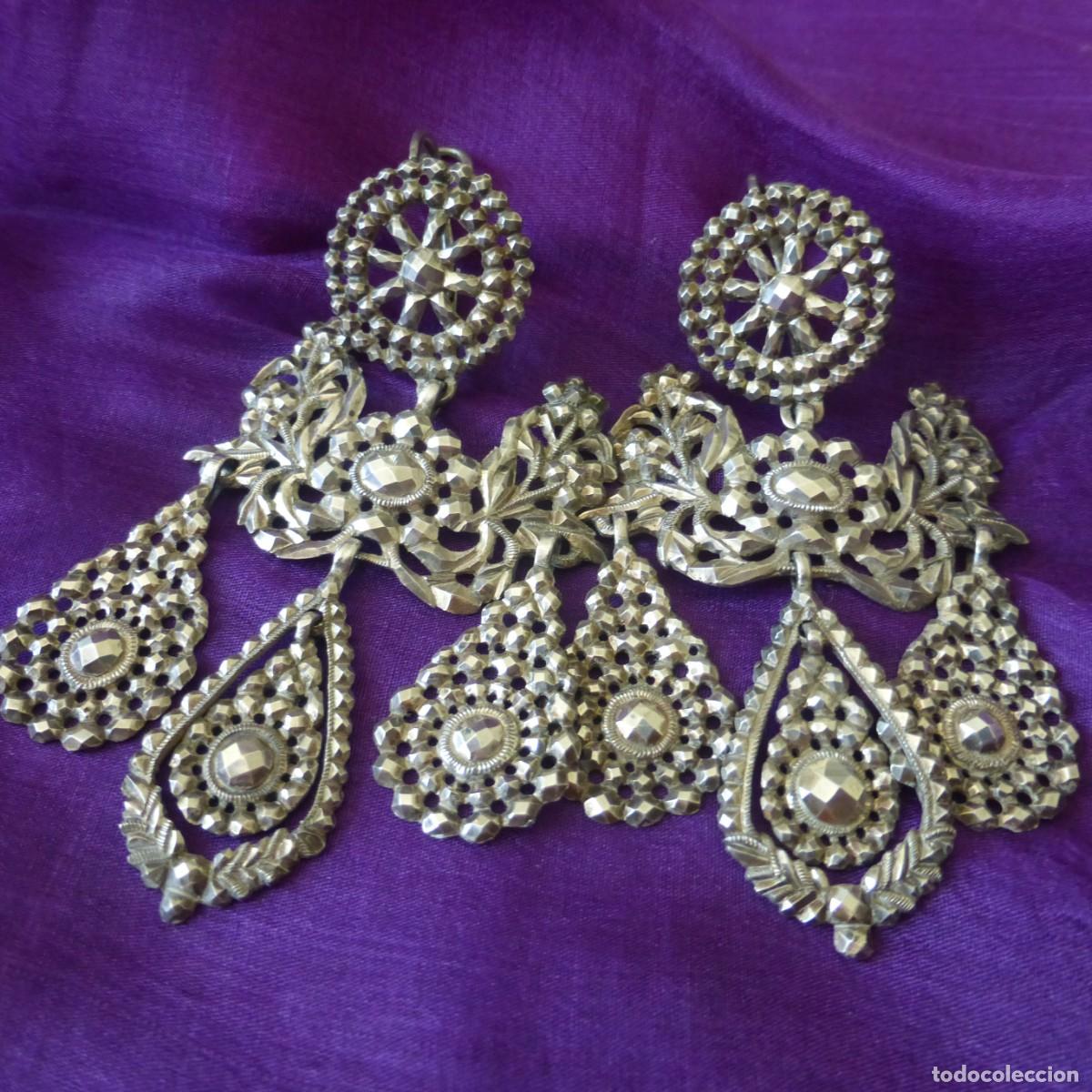 Joyeria: GIRANDOLE IBERIAN SILVER EARRINGS 18TH CENTURY S. XVIII PENDIENTES DE PLATA IBERICOS DE LA VIRGEN