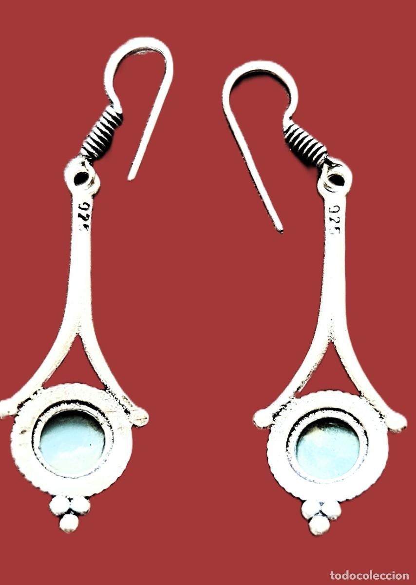 Joyeria: Pendientes plata con pie3dra Larimar. - Foto 2
