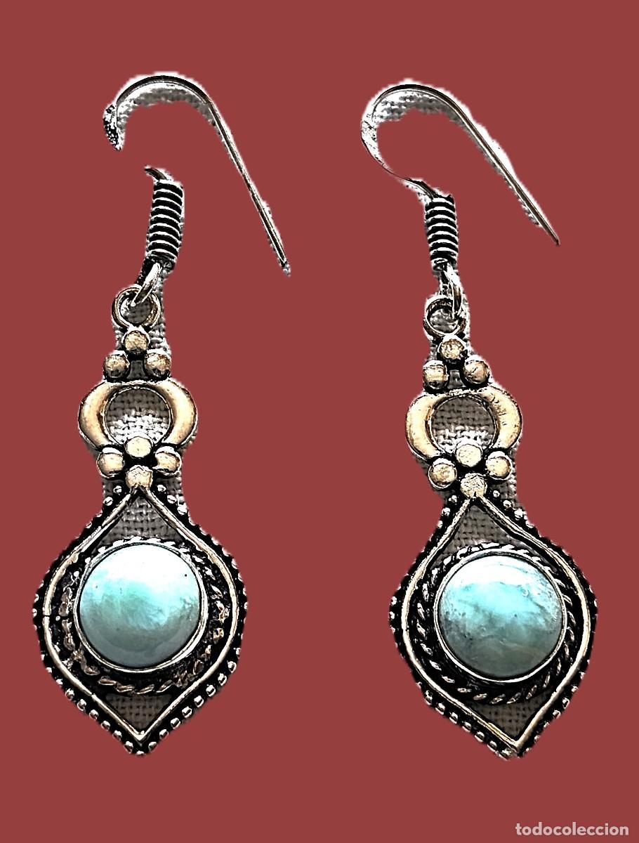 Jewelry: Pendientes plata con piedra Larimar.