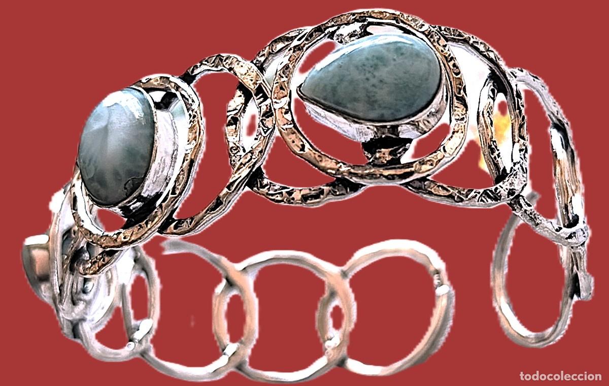 Joyeria: Brazalete plata con piedras Larimar. - Foto 4