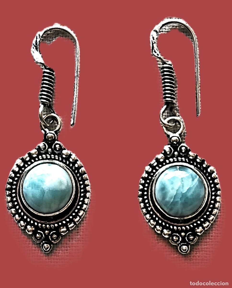 Joaillerie: Pendientes plata con piedras Larimar.