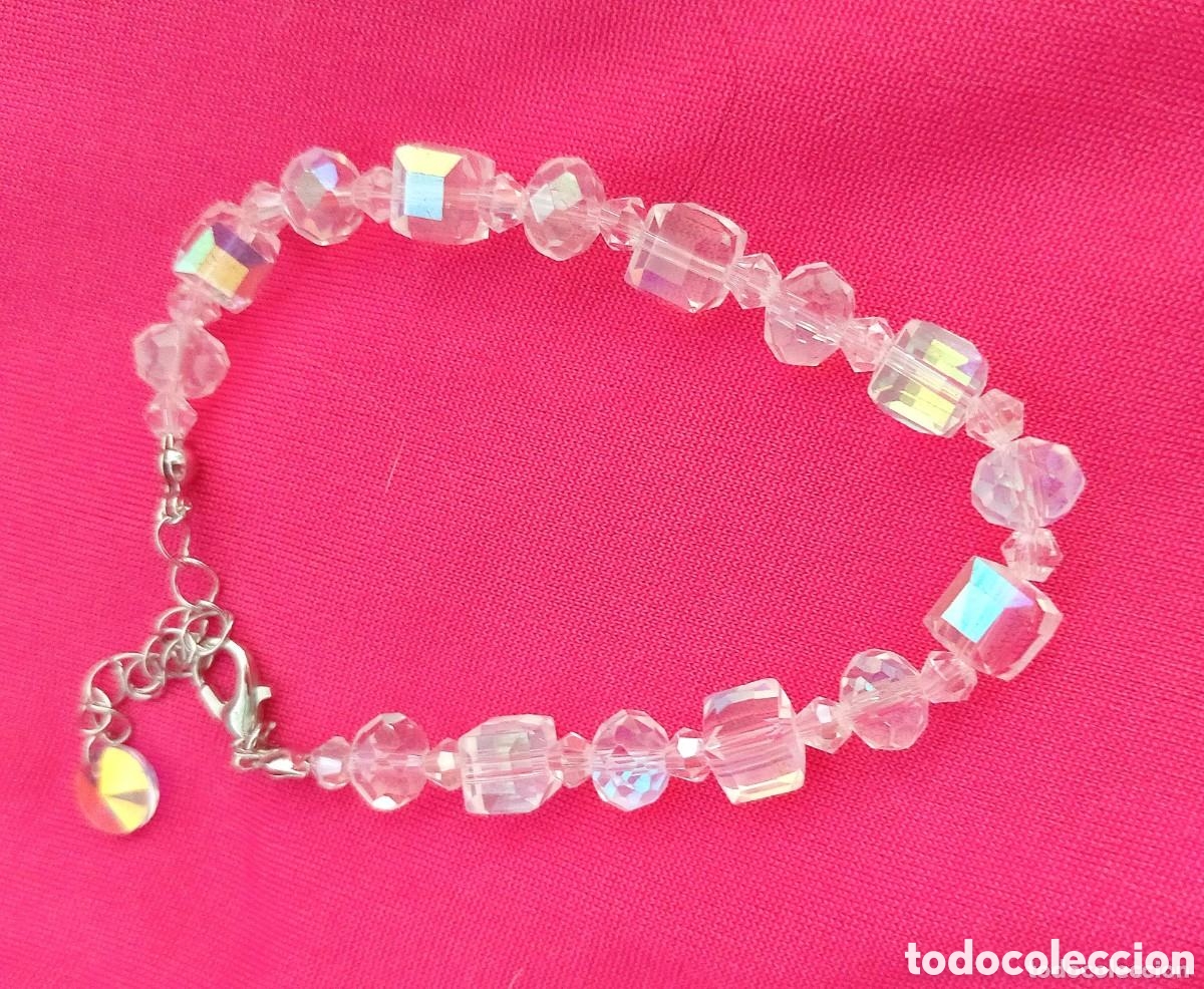 Jewelry: Original pulsera con cuentas transparentes brillo arco&iacute;ris (imitaci&oacute;n cristal). Muy bonita