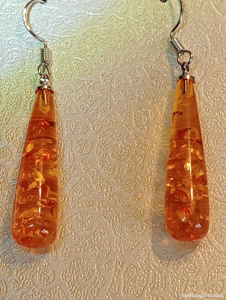 Joyeria: PENDIENTES DE PLATA DE LEY Y &Aacute;MBAR DEL B&Aacute;LTICO (SIN USAR) - Foto 3