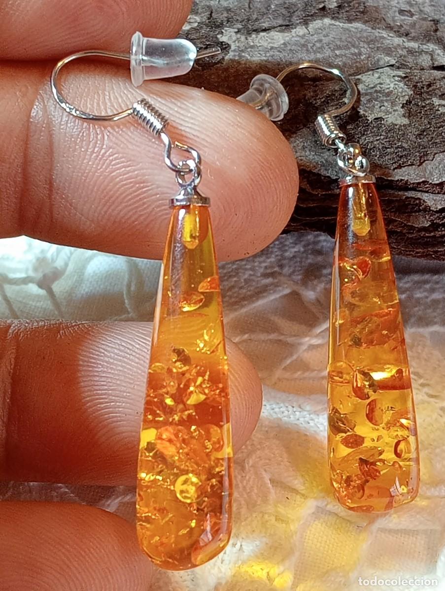 Joyeria: PENDIENTES DE PLATA DE LEY Y &Aacute;MBAR DEL B&Aacute;LTICO (SIN USAR) - Foto 4