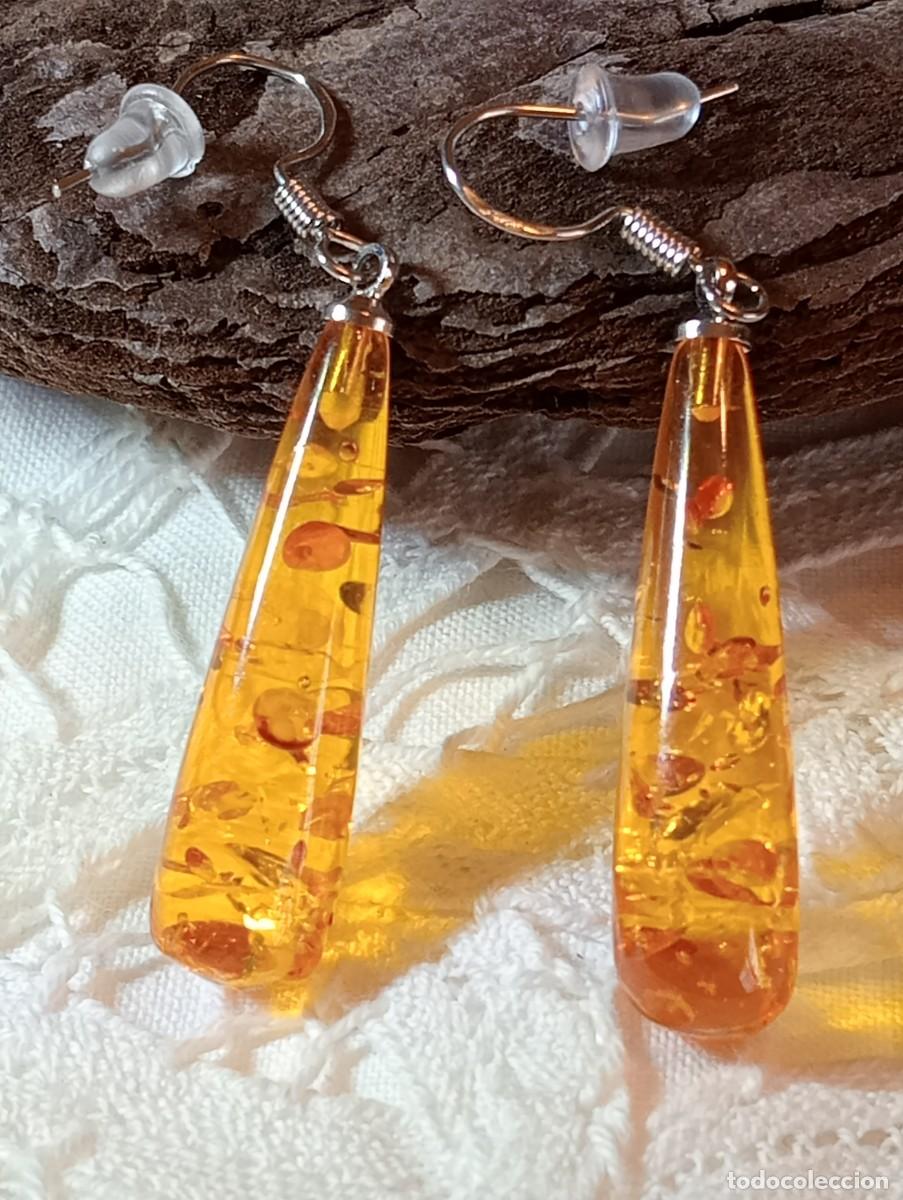 Joyeria: PENDIENTES DE PLATA DE LEY Y &Aacute;MBAR DEL B&Aacute;LTICO (SIN USAR) - Foto 6