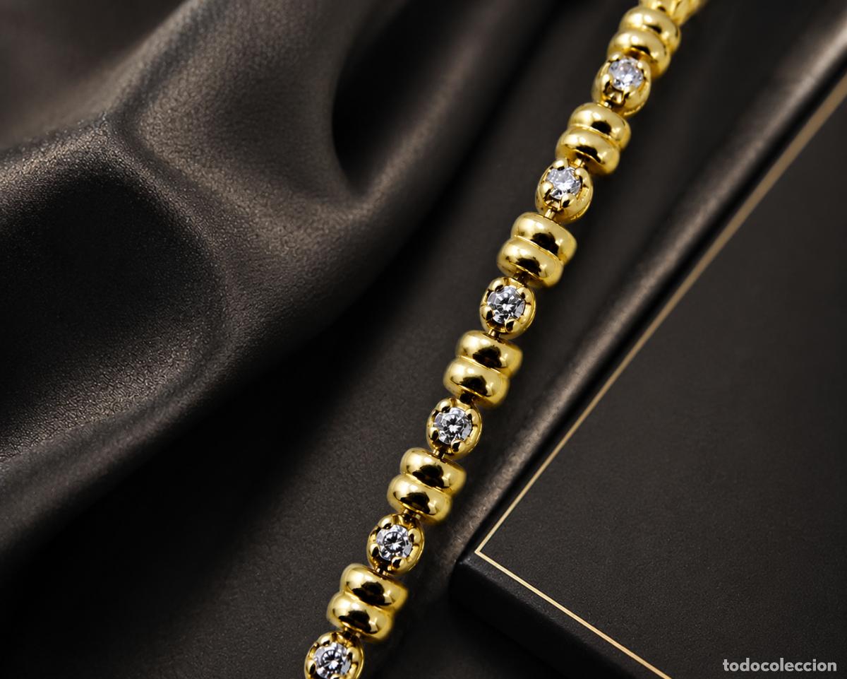Gioielleria: 14.5 GRAMOS: 27 DIAMANTE Y ORO LEY 750 JOYA: EXCEPCIONAL PULSERA RIVIERE BRILLANTES Y ORO 18 KILATES