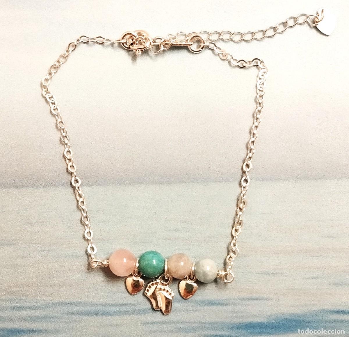Jewelry: Tobillera Plata 925 con piedras &aacute;gata y colgantes