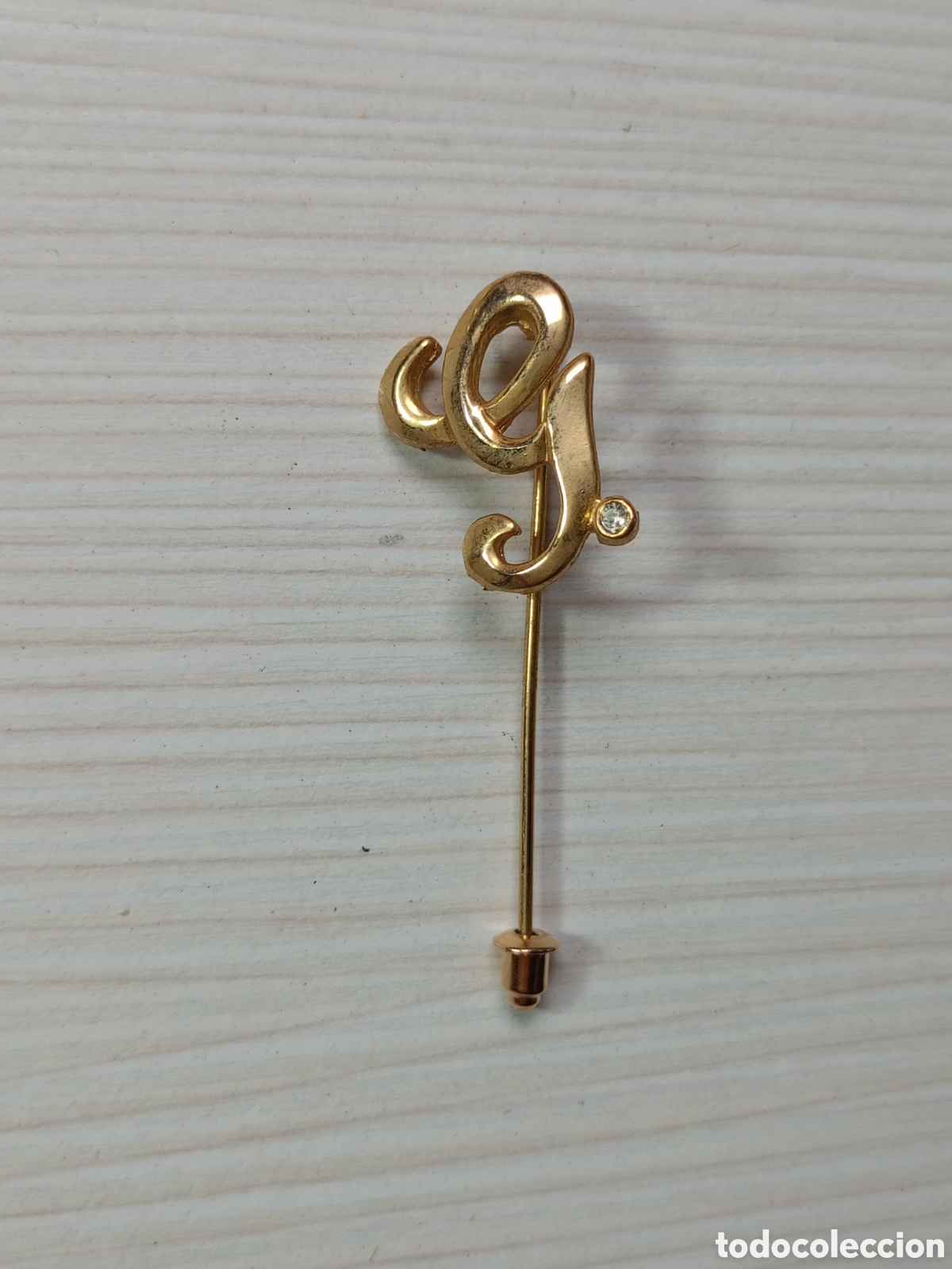 Joyeria: Antigua broche alfiler letra inicial G chapado oro vintage a&ntilde;os 80
