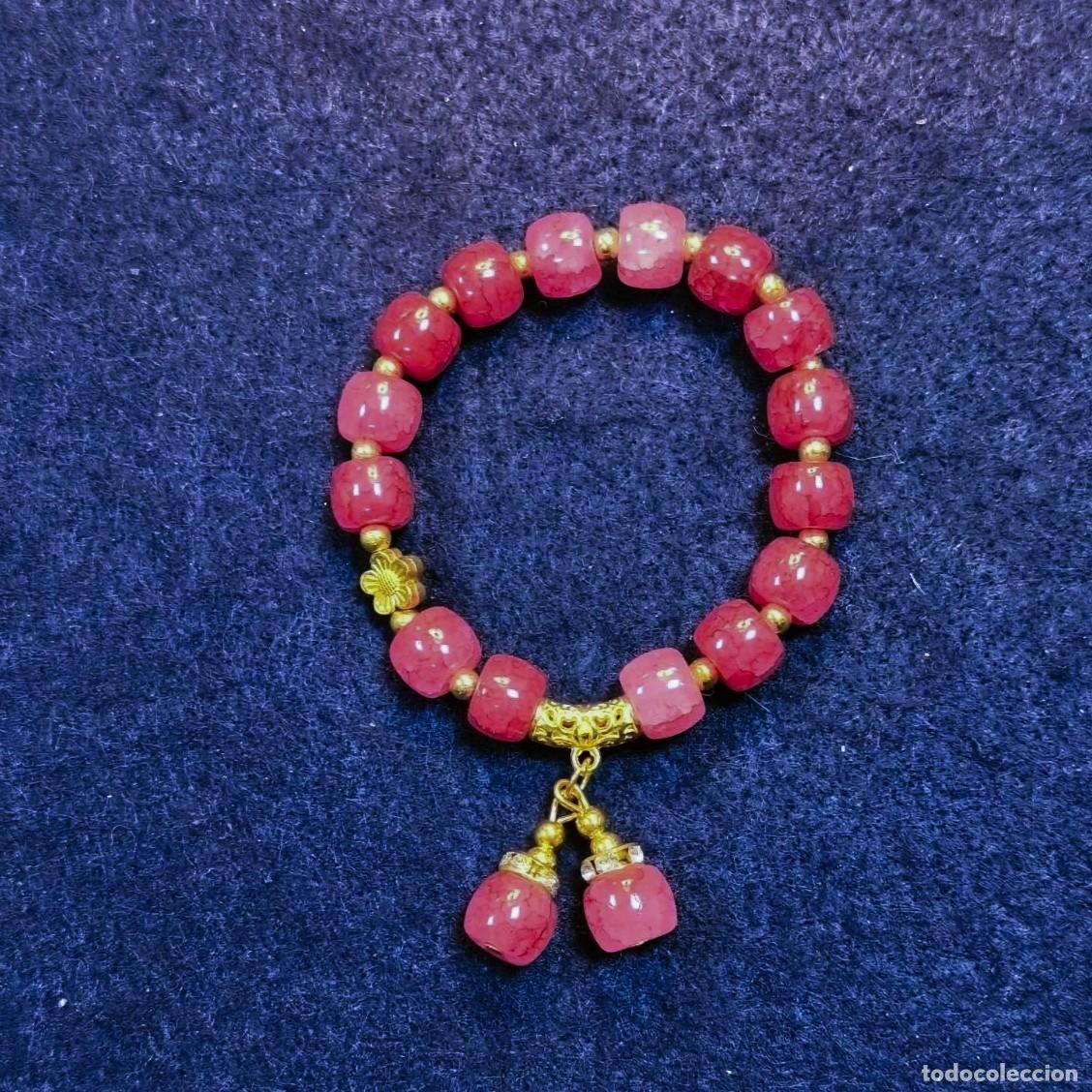 Jewelry: PULSERA PIEDRAS DONUTS NATURALES ROSA Y DIGETS PIEDRAS. ALPACA DORADA