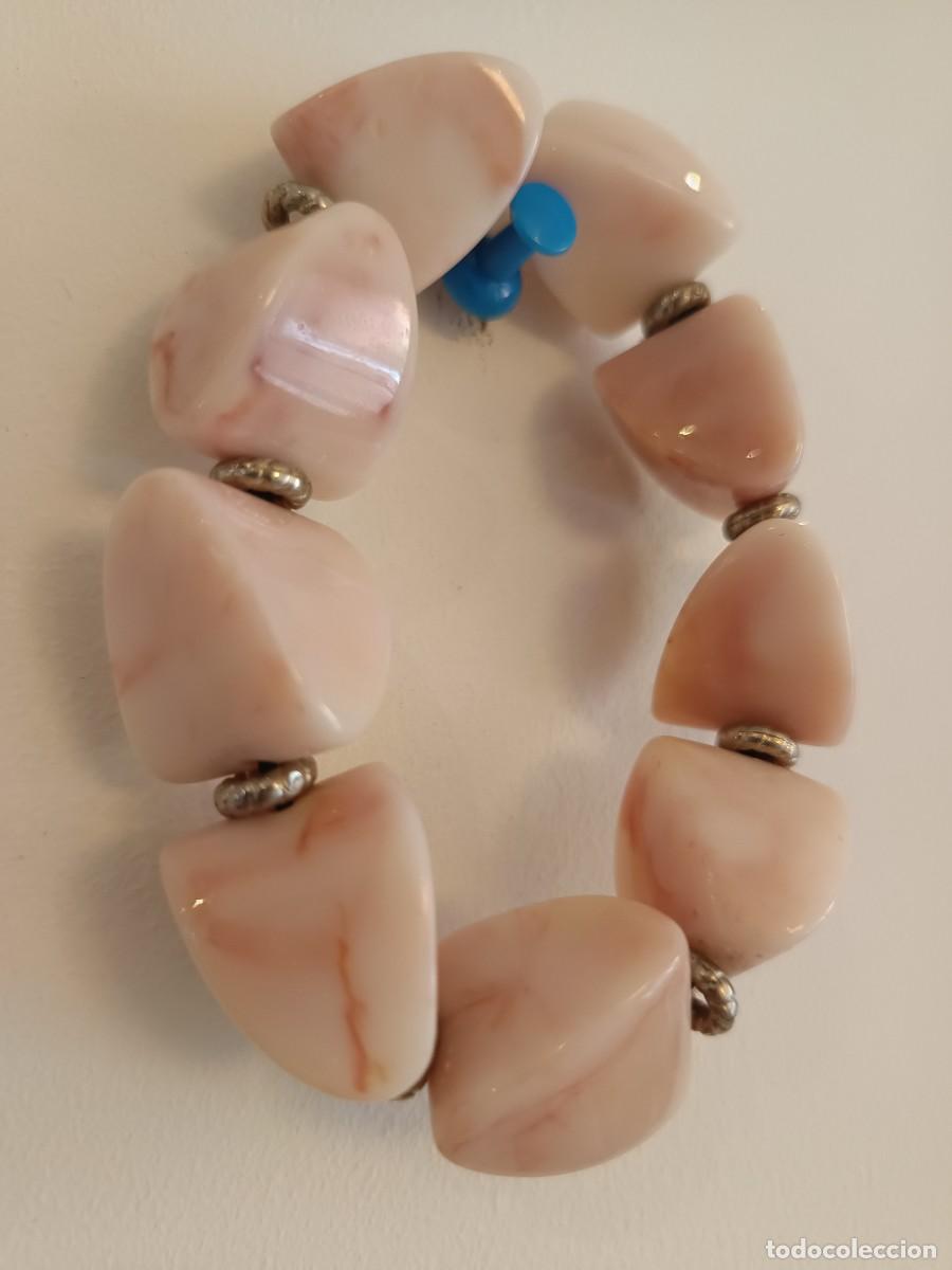 Joyeria: Pulsera el&aacute;stica de cuentas de resina en rosa estilo &oacute;palo rosa peruano