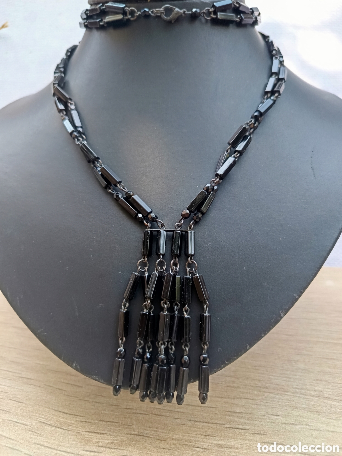 Joyeria: Largo collar negro estilo vintage en azabache - Foto 3