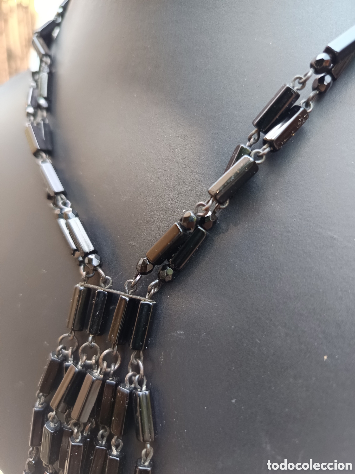 Joyeria: Largo collar negro estilo vintage en azabache - Foto 5