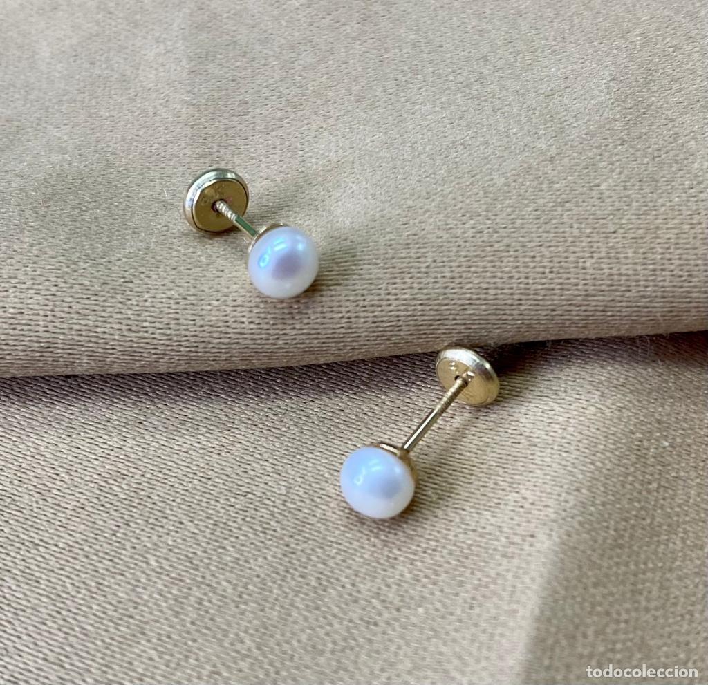 Joyeria: Pendientes cortos, oro amarillo 9k y perlas de agua dulce - Foto 1