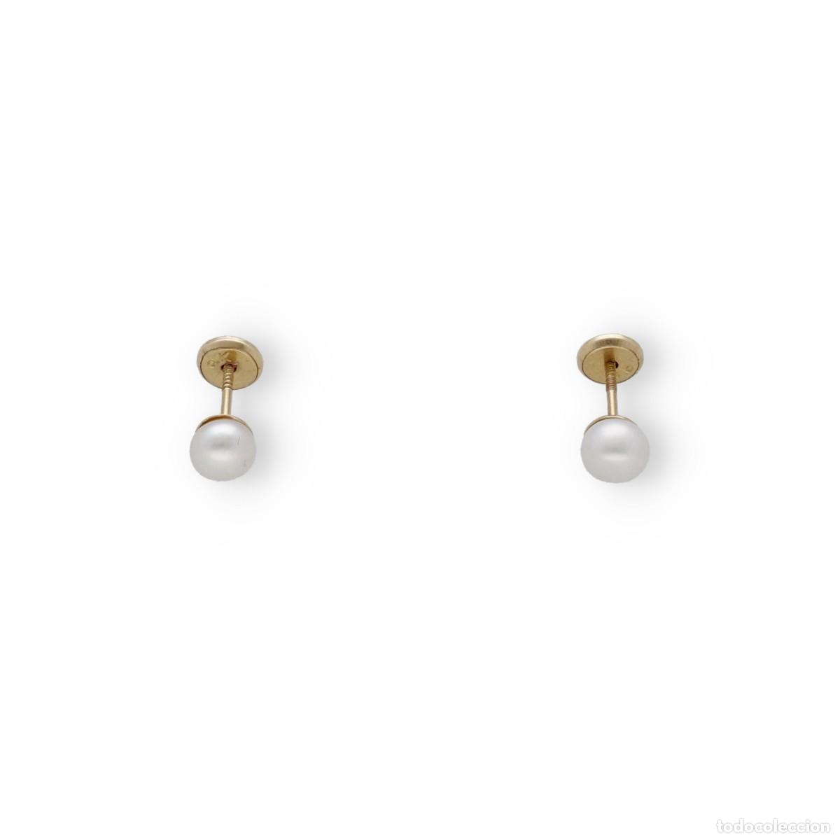Joyeria: Pendientes cortos, oro amarillo 9k y perlas de agua dulce - Foto 2