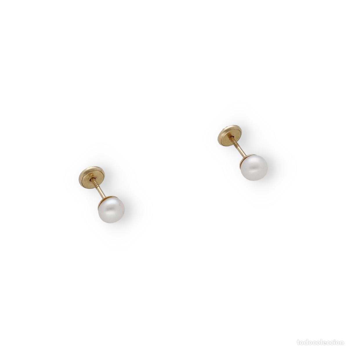 Joyeria: Pendientes cortos, oro amarillo 9k y perlas de agua dulce - Foto 3