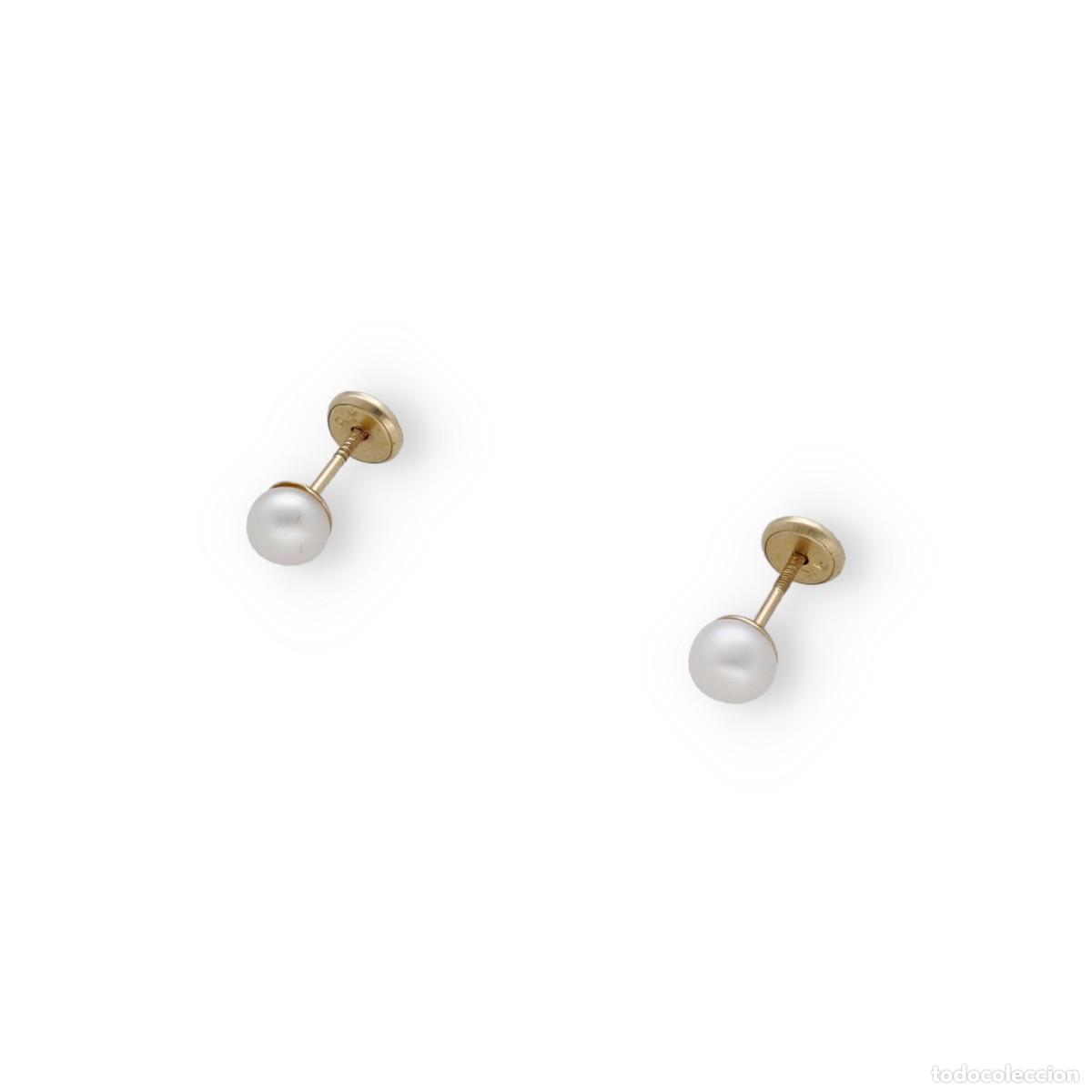 Joyeria: Pendientes cortos, oro amarillo 9k y perlas de agua dulce - Foto 4