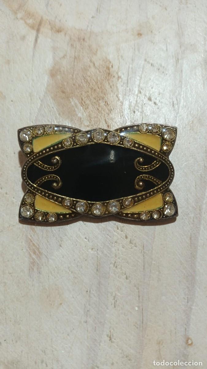 Joyeria: Broche vintage estilo Art D&eacute;co con esmalte negro y amarillo y cristales
