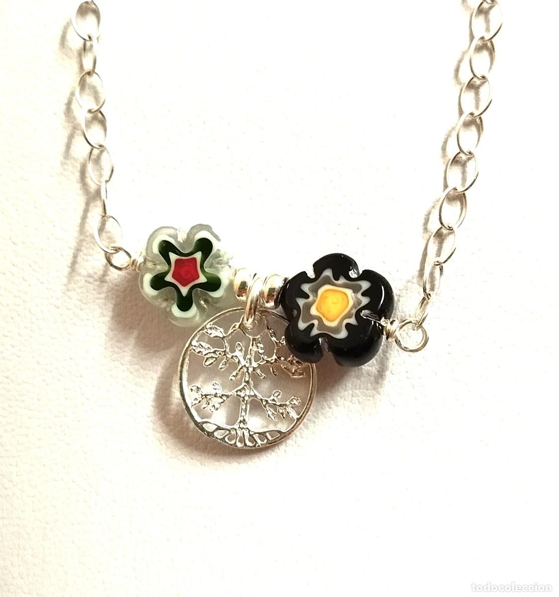 Jewelry: Tobillera con &aacute;rbol de la vida y flores murano, Plata Ley