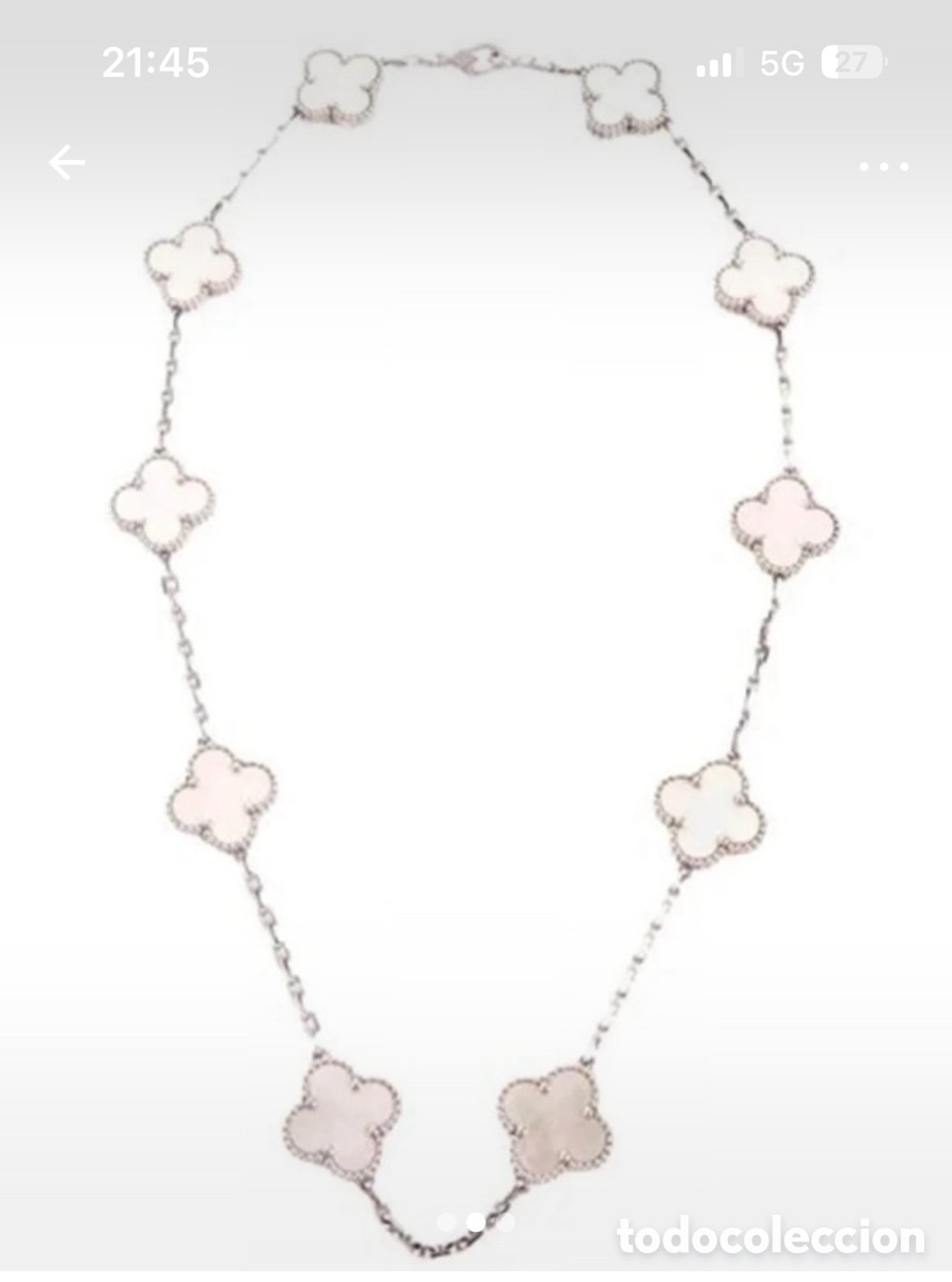 Joyeria: Collar dorado tr&eacute;boles n&aacute;car blanco - Foto 2