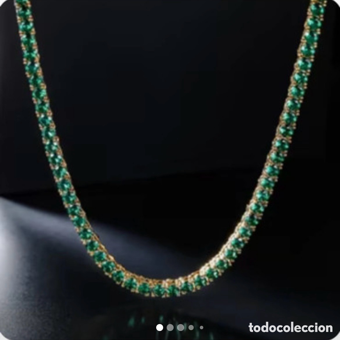 Joyeria: Collar dorado con circonitas verdes oscuras - Foto 4