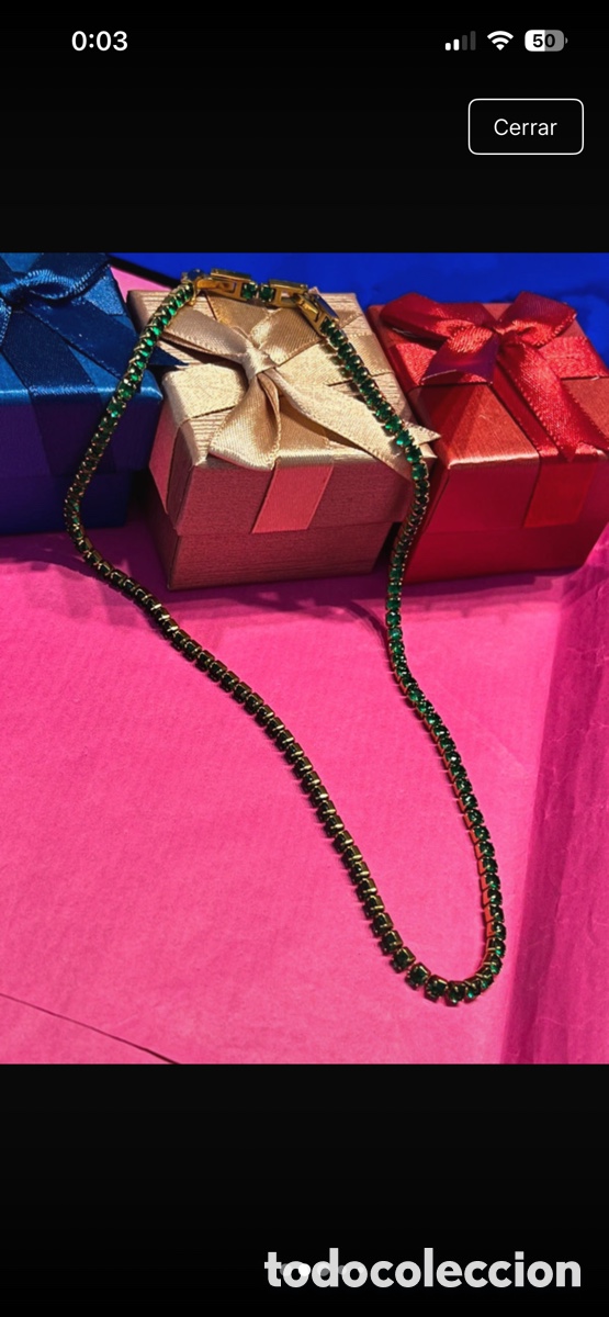 Joyeria: Collar dorado con circonitas verdes oscuras - Foto 5