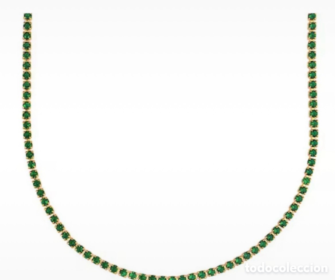 Joyeria: Collar dorado con circonitas verdes oscuras - Foto 6