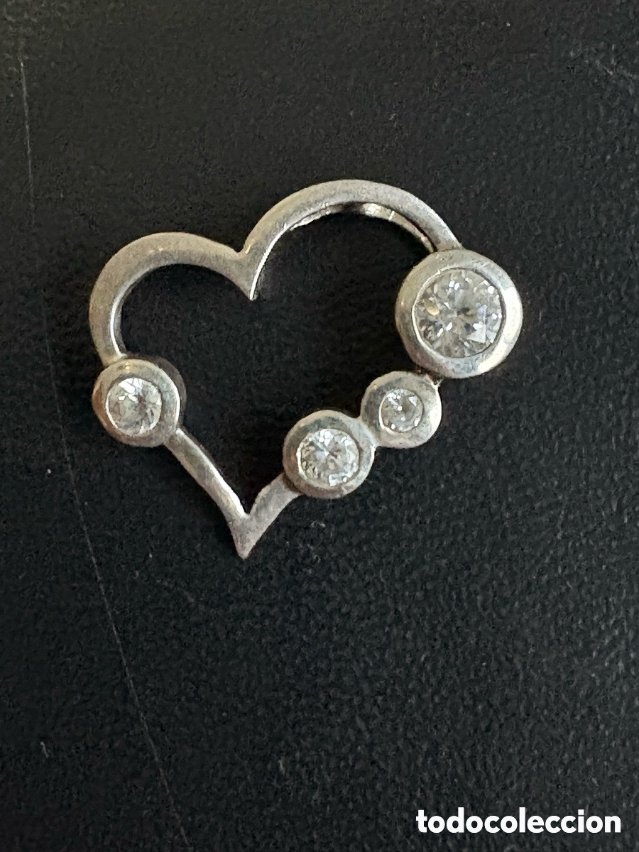 Jewelry: Antiguo colgante plata de ley 925 coraz&oacute;n con pedrer&iacute;a (A7)
