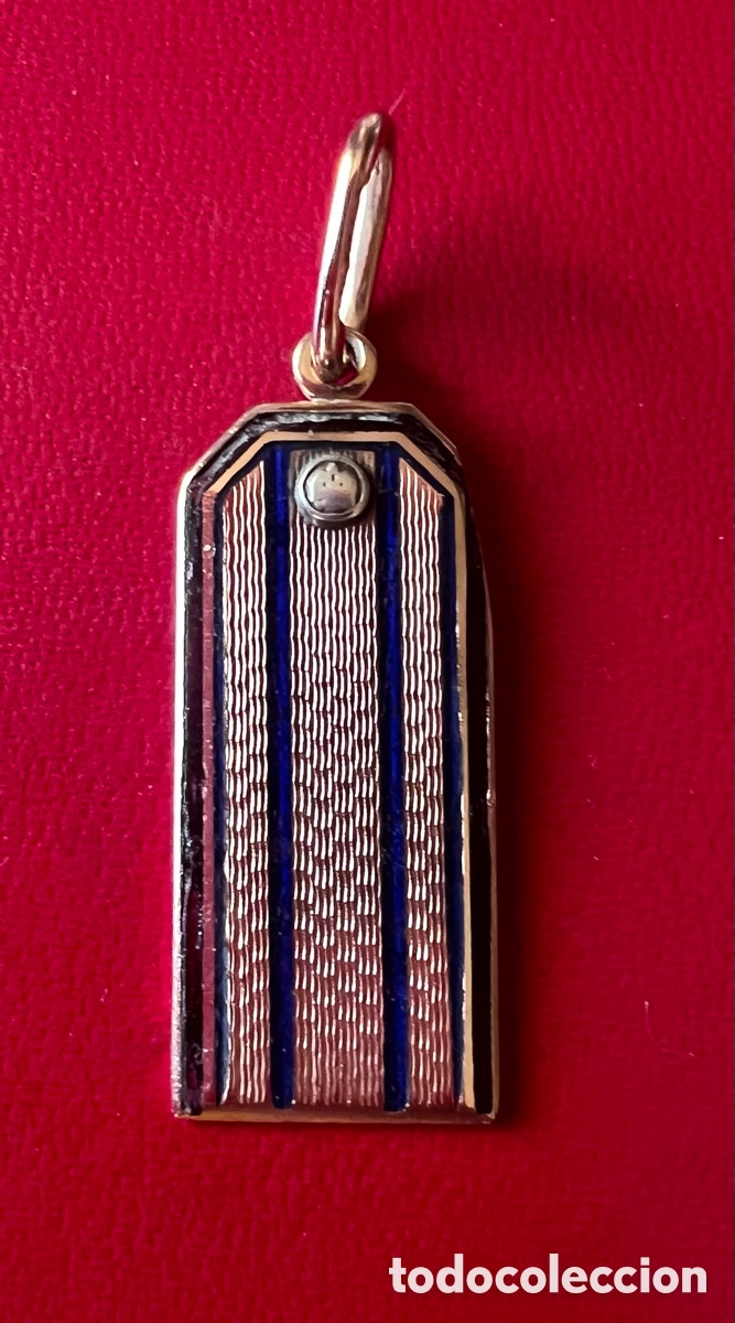 Joyeria: Colgante Faberg&eacute; Original &mdash; Charretera Militar Oro 56 y Esmalte Azul, Imperio Ruso, c. 1890-1910