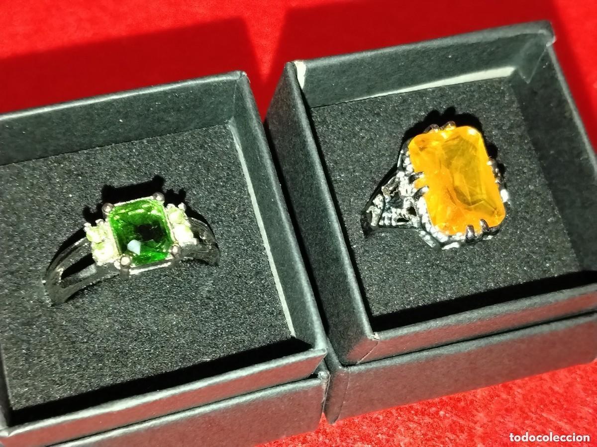 Joaillerie: PRECIOSO CONJUNTO DE 2 ANILLOS,ACERO INOX Y CIRCONITA VERDE ESMERALDA GRANDES DISE&Ntilde;ADORES-N&ordm; 13 Y 18