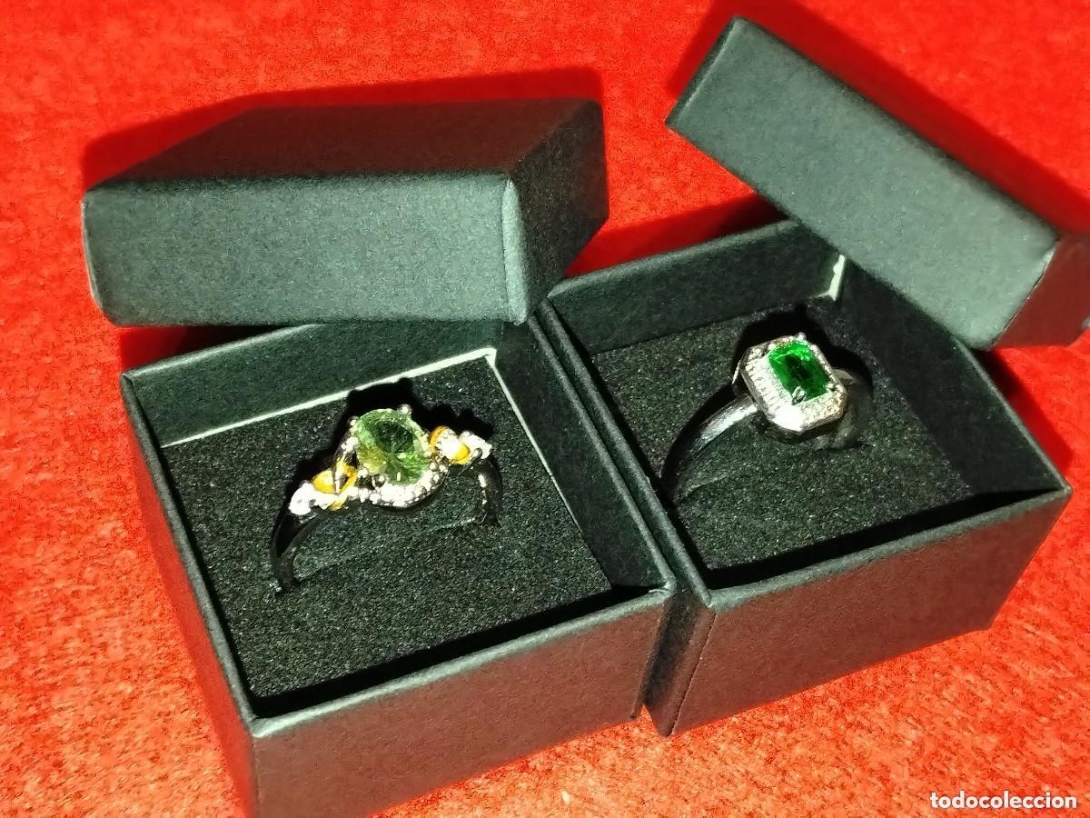 Gioielleria: PRECIOSO CONJUNTO DE 2 ANILLOS,ACERO INOX Y VERDE ESMERALDA GRANDES DISE&Ntilde;ADORES-N&ordm; 19 Y 19