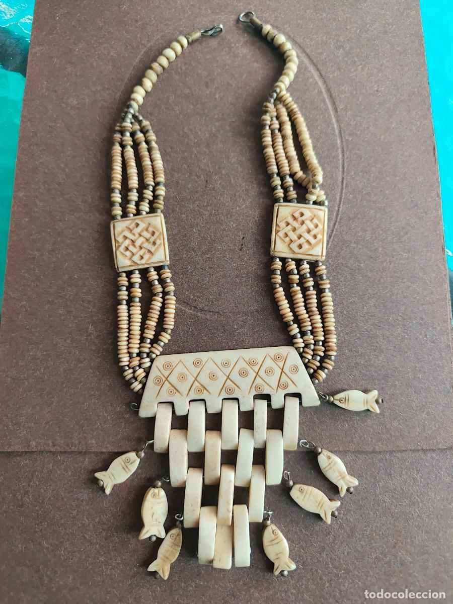 Joyeria: Collar tribal hueso motivo peces