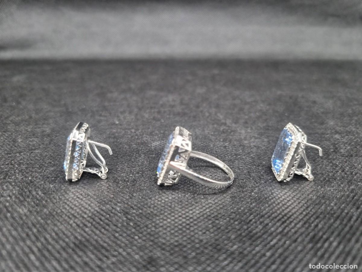 Joyeria: CONJUNTO DE ANILLO Y PENDIENES EN ORO CON AGUMARINAS - Foto 3