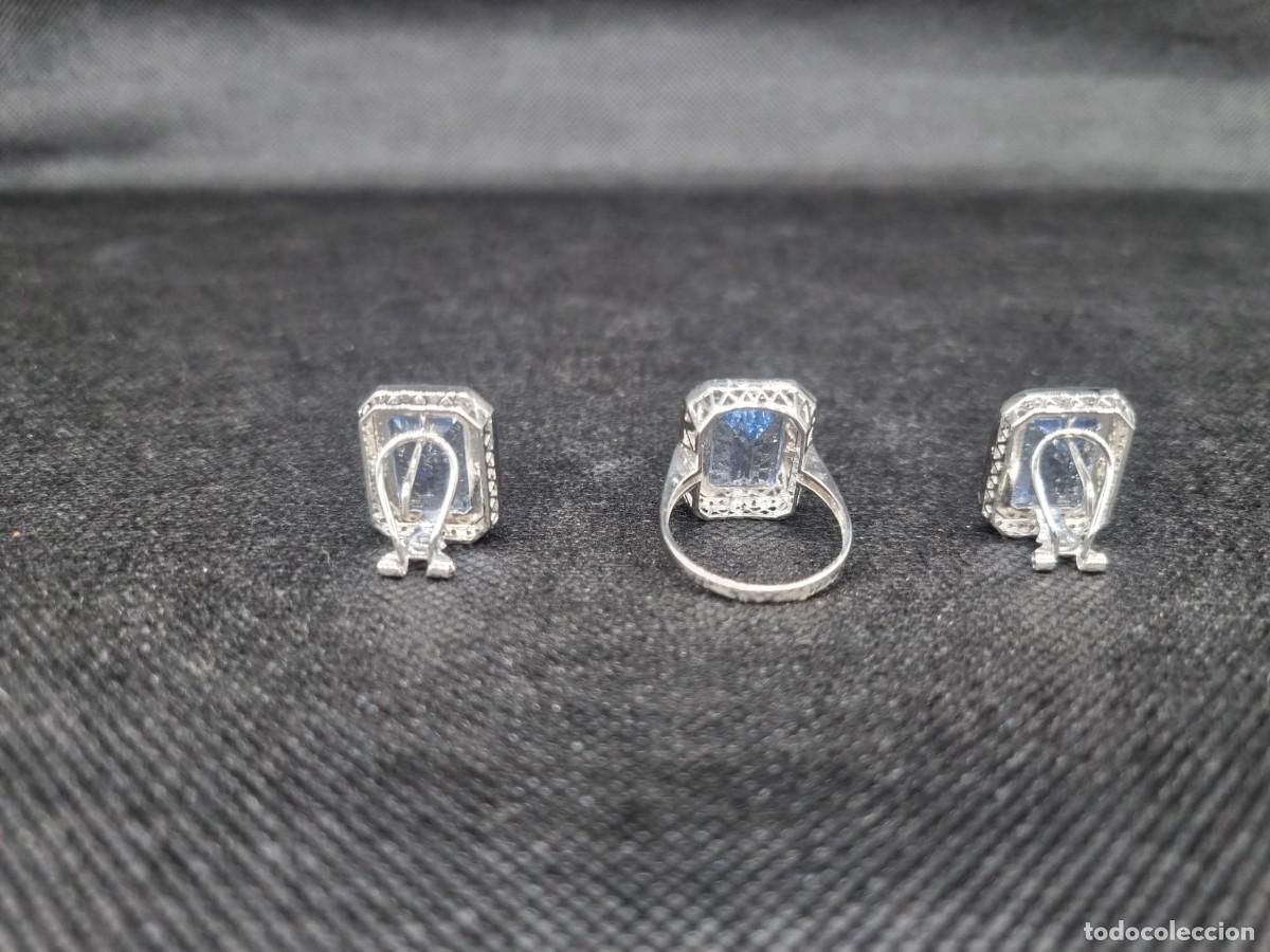 Joyeria: CONJUNTO DE ANILLO Y PENDIENES EN ORO CON AGUMARINAS - Foto 4