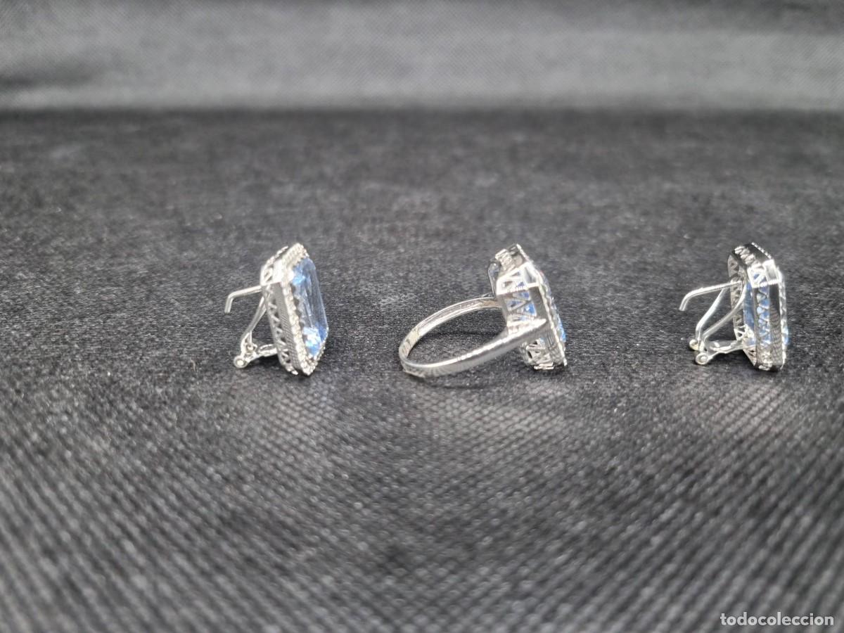 Joyeria: CONJUNTO DE ANILLO Y PENDIENES EN ORO CON AGUMARINAS - Foto 5