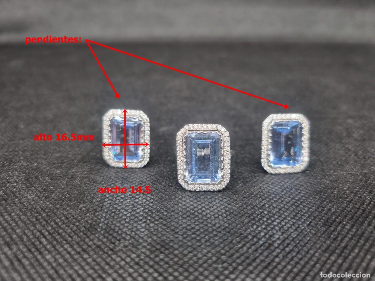 Joyeria: CONJUNTO DE ANILLO Y PENDIENES EN ORO CON AGUMARINAS - Foto 7