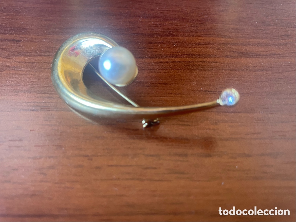 Schmuck: broche vintage con perla sint&eacute;tica y cristal