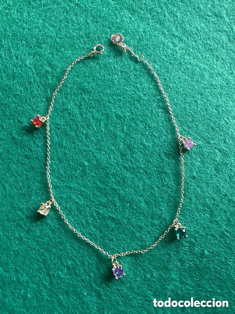Jewelry: Pulsera plata dorada con piedras de colores (A1)