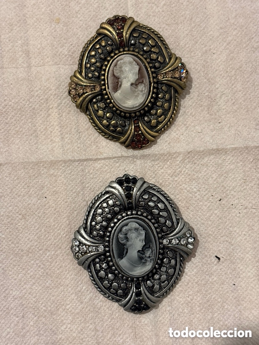 Schmuck: Lote 2 broches camafeos vintage (A16)