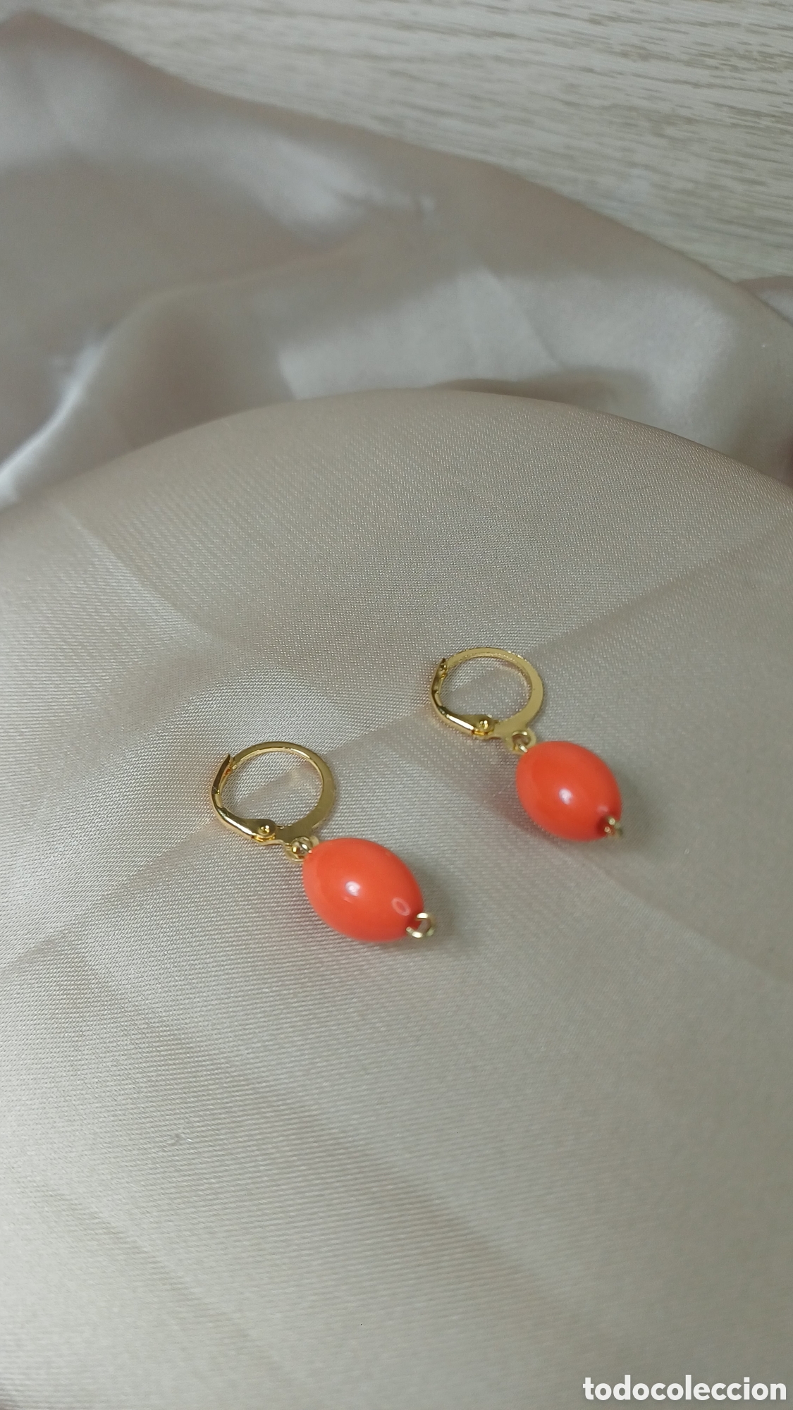 Gioielleria: PENDIENTES VINTAGE RETRO CHAPADO ORO Y CORAL