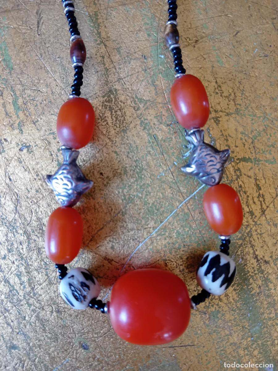 Joyeria: Collar de coral hueso y onis negro d&eacute;cada de los 80 - Foto 2