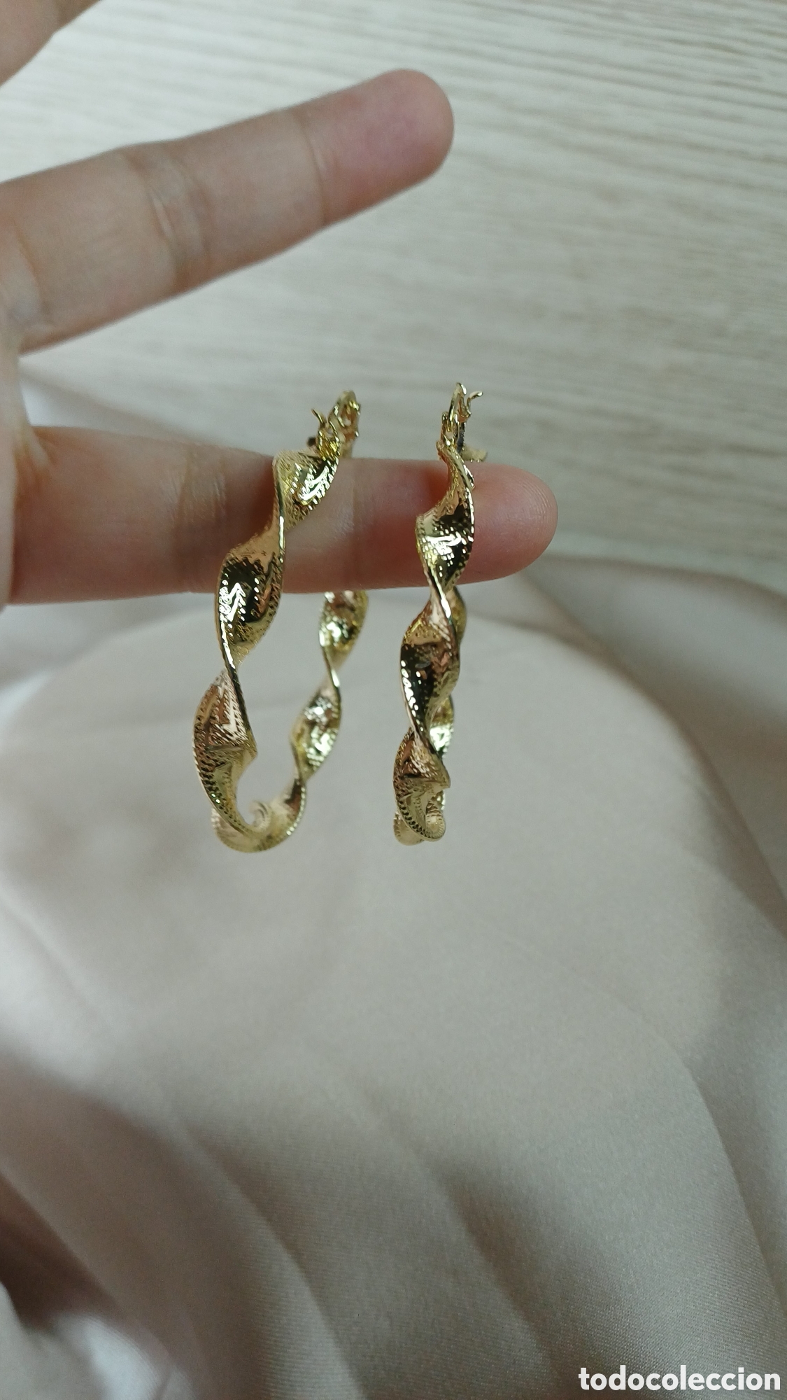 Joyeria: PENDIENTES ARO RIZADO CHAPADO ORO 18 K GRIEGO - Foto 4