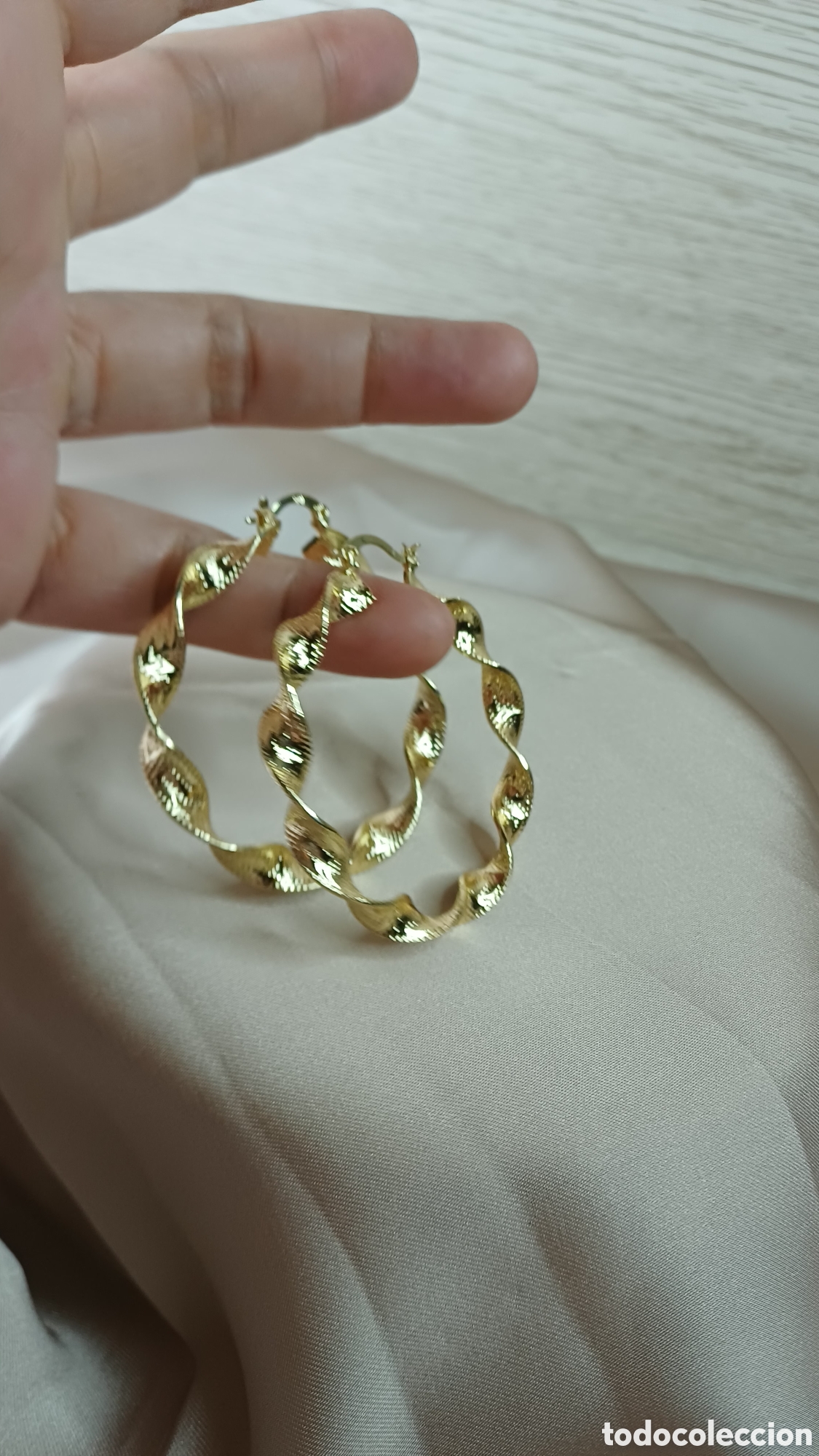 Joyeria: PENDIENTES ARO RIZADO CHAPADO ORO 18 K GRIEGO - Foto 5