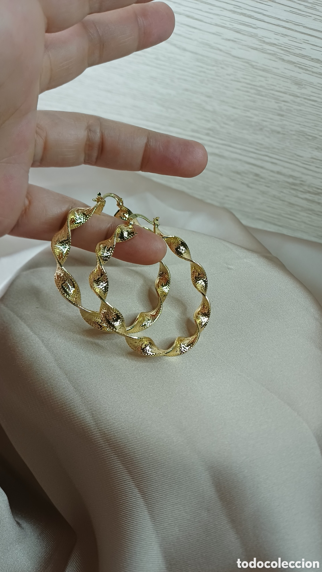 Joyeria: PENDIENTES ARO RIZADO CHAPADO ORO 18 K GRIEGO - Foto 6